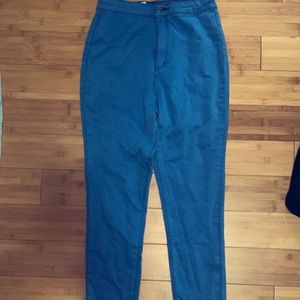 Medium washed high waisted deep blue jeans